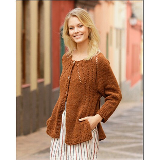 Autumn Spice Cardigan by DROPS Design - Jacka stickmönster str. S - XXXL
