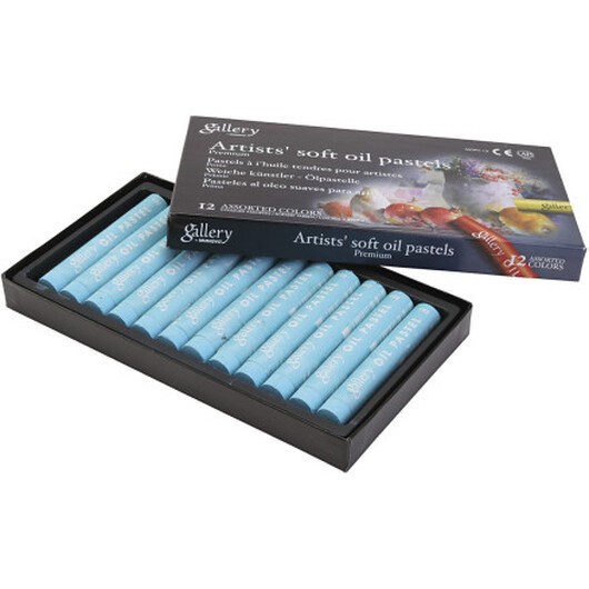 Gallery oljepastellkritor, L: 7 cm, Dia. 11 mm, tjocklek 11 mm, turkos, 12 st./ 1 förp.