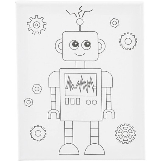 Canvas / Målarduk med tryck, Robot, D: 1,6 cm, storlek 24x30 cm, 360 g, 1 st.