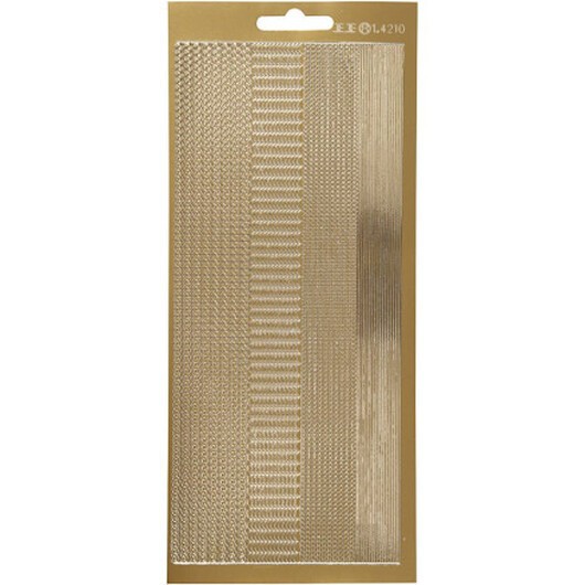 Stickers, bårder, ark 10x23 cm, guld, 1 ark