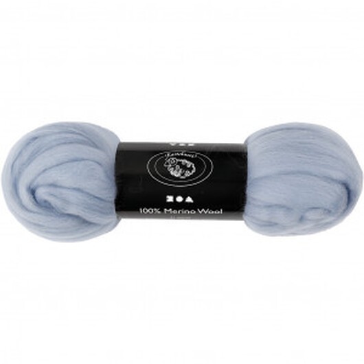 Kardad ull - Merino Garn, 21 my, 100 g, isblå