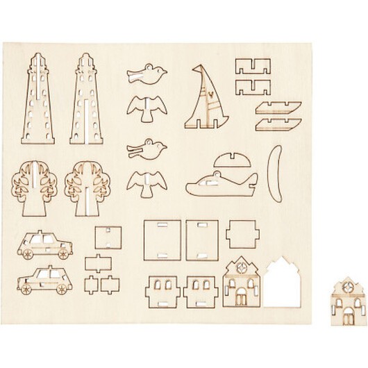 Sätt-ihop-själv träfigurer, vardag, L: 15,5 cm, B: 17 cm, tjocklek 3 mm, 1 förp.