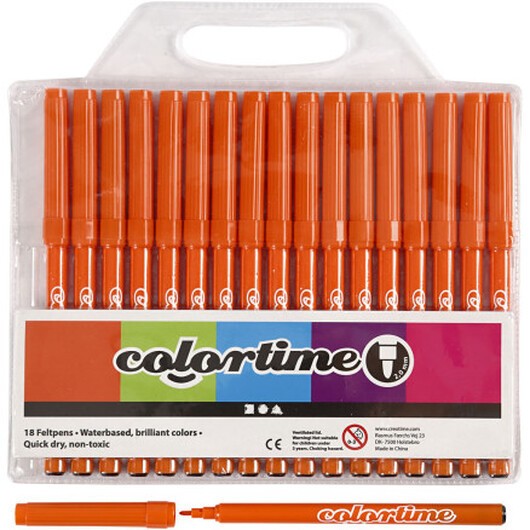 Colortime-pennor, spets 2 mm, orange, 18 st./ 1 förp.