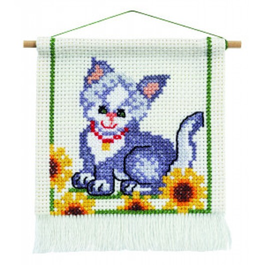 Permin Broderikit Bild Katt 16x18cm