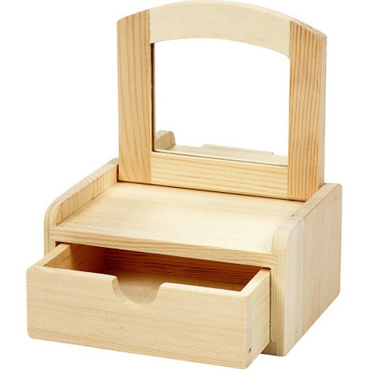 Låda med spegel, storlek 12x10x6,5 cm, 1 st.