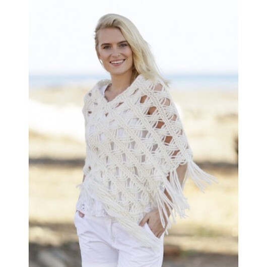 Late in August by DROPS Design - Poncho Stick-mönster strl. S/M - XXL/XXXL