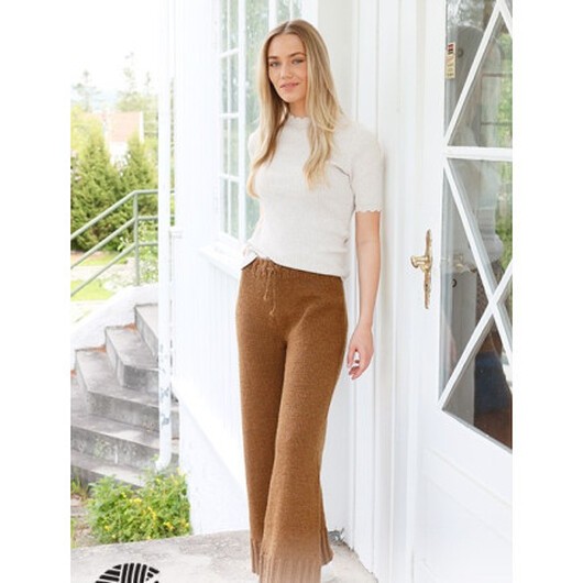 Comfy Caramel Trousers by DROPS Design - Byxor Stickmönster str. S - XXXL