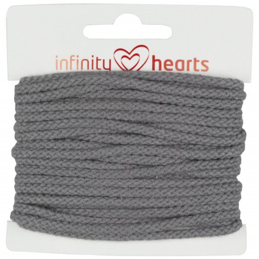 Infinity Hearts Anoraksnöre Bomull rund 3mm 950 Mörk Grå - 5m