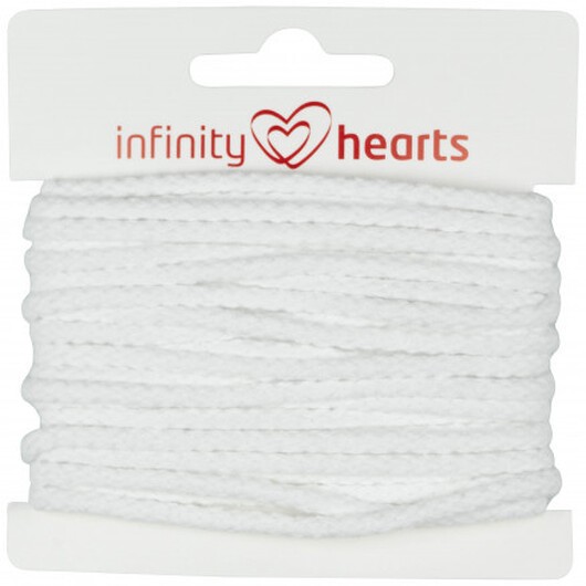 Infinity Hearts Anoraksnöre Bomull rund 3mm 100 Vit - 5m