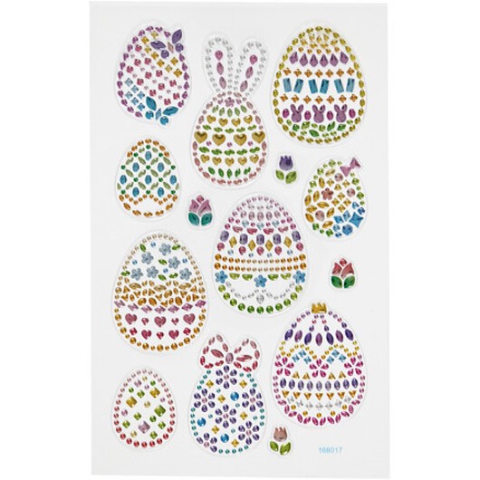 Diamantklistermärken, Påskägg, ark 10x16 cm, 1 ark