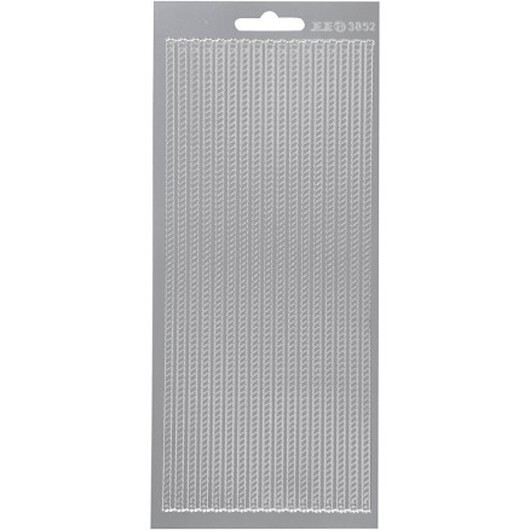 Stickers, bårder, ark 10x23 cm, silver, 1 ark