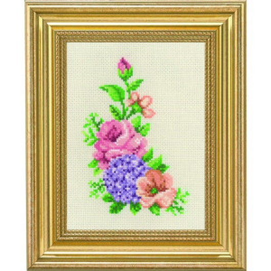 Permin Broderikit Ros och hortensia 14x19cm