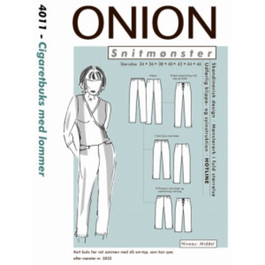 ONION Snittmönster 4011 Cigarettbyxa med fickor Str. 34-46