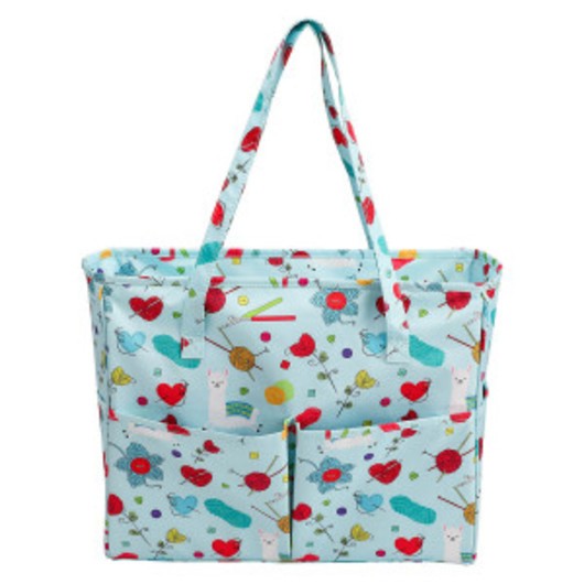 Infinity Hearts Garnväska/Axelremsväska Ljusblå med Print 36x14x30cm