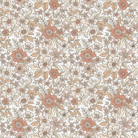 Poplin m/blommor 145cm 52 Brun - 50cm