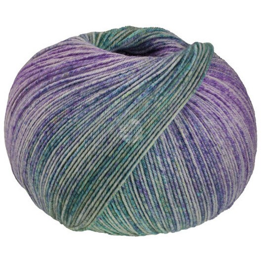 Lana Grossa Meilenweit 100 Merino Ekstrafine Shades Garn 7230 Turkos/Petrol/Gul Grön/Blå Lila/Violett