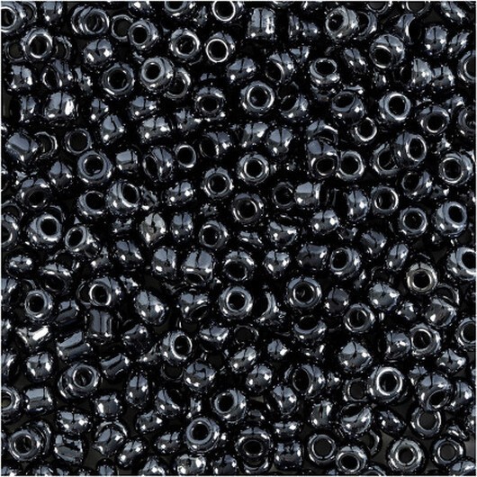 Rocai-pärlor, diam. 3 mm, storlek 8/0, hålstorlek 0,6-1,0 mm, svart metallic, 25g/ 1 frp.
