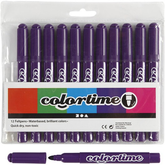 Colortime-pennor, spets 5 mm, lila, 12 st./ 1 förp.