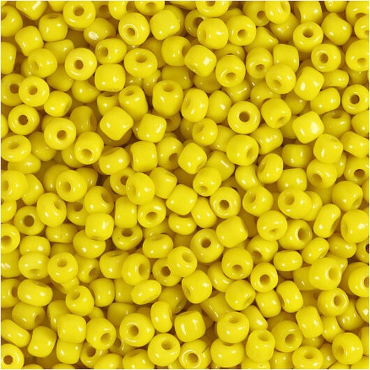Rocai-pärlor, diam. 3 mm, storlek 8/0, hålstorlek 0,6-1,0 mm, gul, 25g/ 1 frp.