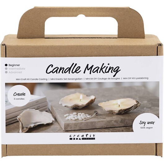 Mini DIY Kit Ljustillverkning, Sojaljus i ostronskal, off white, 1 förp.