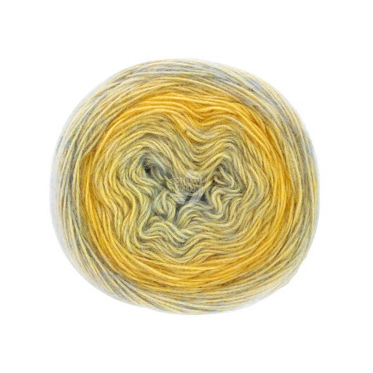 Lana Grossa Ecopuno Dégrade Garn 404 Gul / Ljusgrå