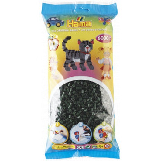 Hama Midi Pärlor 205-28 Mörkgrön - 6000 st.