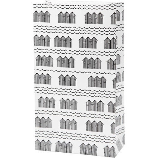Papperspåsar, H: 21 cm, storlek 6x12 cm, 80 g, svart, vit, 10 st / 1 frp.