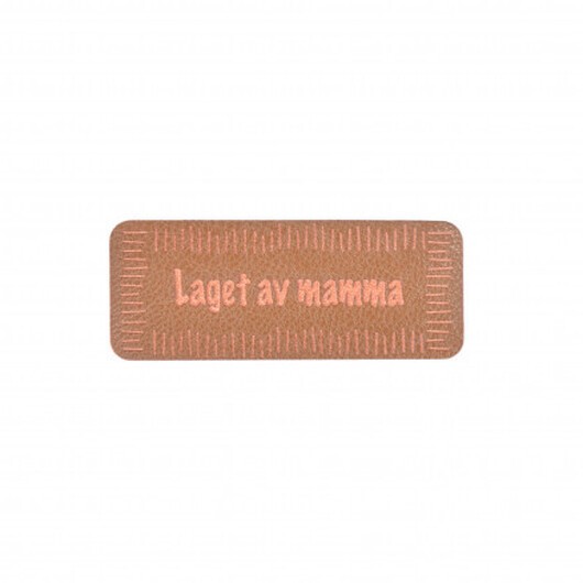 Norsk Label "Laget av Mamma" Imiterat läder Brun 5x2 cm - 1 st