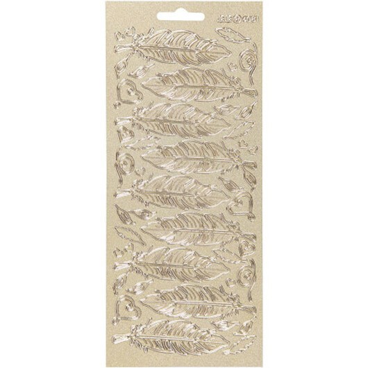 Stickers, fjädrar, ark 10x23 cm, guld, 1 ark