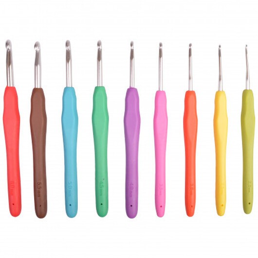 Infinity Hearts Rainbow Virknål set 13,7cm 2-6mm 9 storlekar