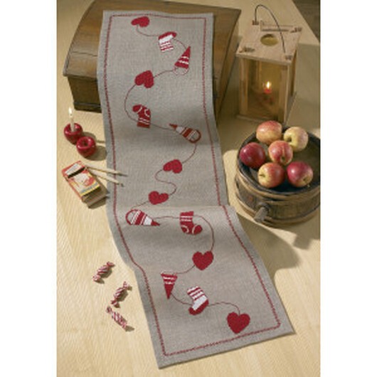 Permin Broderikit Lin Löpare Jullöpare 33x116cm