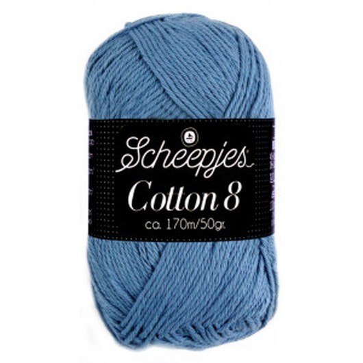 Scheepjes Cotton 8 Garn Unicolor 711 Jeans Blå