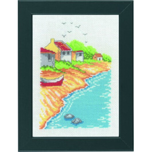 Permin Broderikit Strandhus 18x13cm