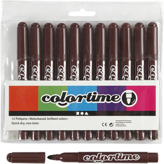 Colortime-pennor, spets 5 mm, mörkbrun, 12 st./ 1 förp.
