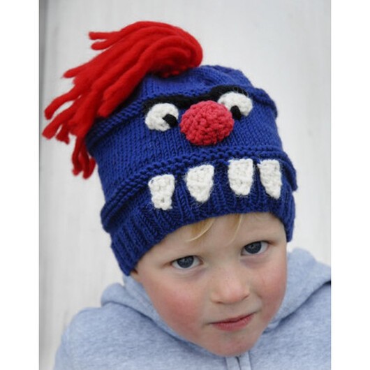 Tooth Monster by DROPS Design - Mössa Stickmönster strl. 3/7 år - 8/12 år