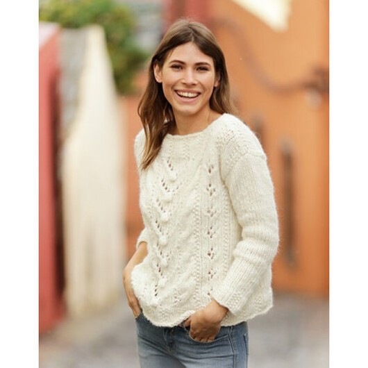 Mountain Holiday by DROPS Design - Blus sticksmönster str. S - XXXL