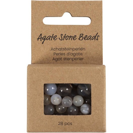 Agat stenpärlor, storlek 1x10, 12x8, 15x6 mm, hålstorlek 0,9-1 mm, transparent grå, 28 st / 1 pk.