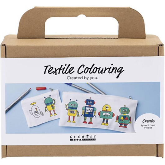 Mini DIY Kit Textilmålning , Robot, primärfärger, 1 förp.