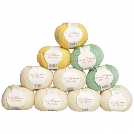 Infinity Hearts Baby Merino Garnpaket 20 Baby Gul och Grön - 10 st