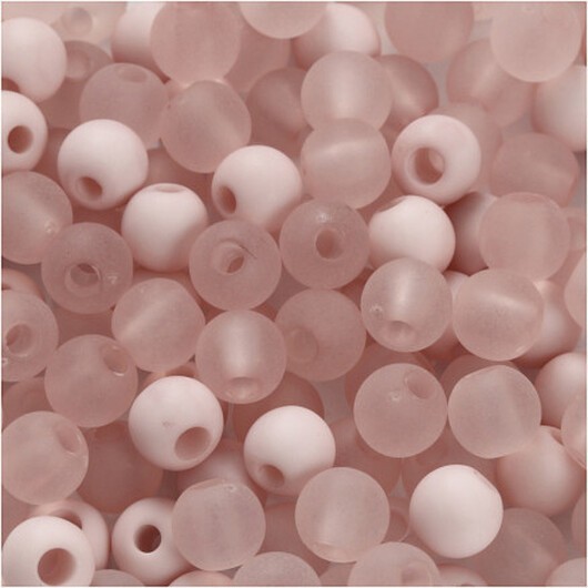 Plastpärlor, diam. 6 mm, hålstorlek 2 mm, Rosa, 40g/ 1 frp.