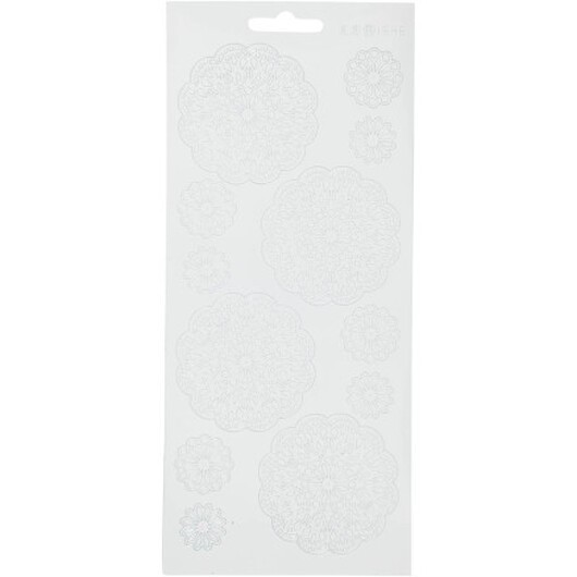 Stickers, blommor, ark 10x23 cm, vit, 1 ark