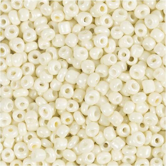 Rocai-pärlor, diam. 3 mm, storlek 8/0, hålstorlek 0,6-1,0 mm, pärlemor, 25g/ 1 frp.