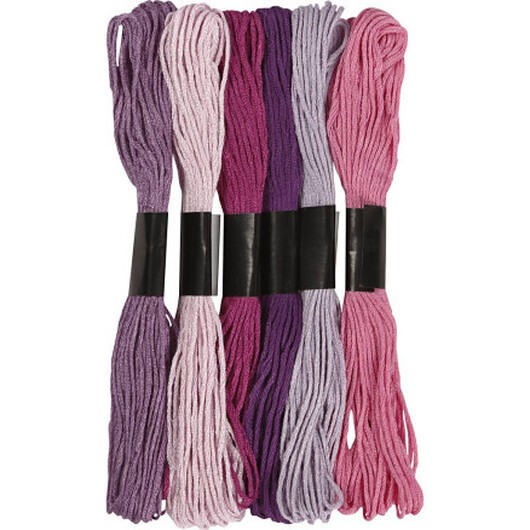 Broderitråd, tjocklek 1 mm, lila, 6 bunt/ 1 förp.