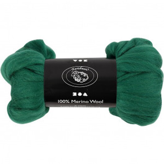 Kardad ull - Merino Garn, 21 my, 100 g, grön
