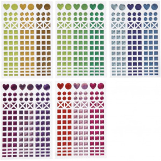 Stickers till mosaik, mixade färger, Dia. 8-14 mm, 11x16,5 cm, 10 ark/
