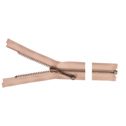 YKK Delbar Dragkedja/Blixtlås Antik Mässing 40cm 4mm Beige
