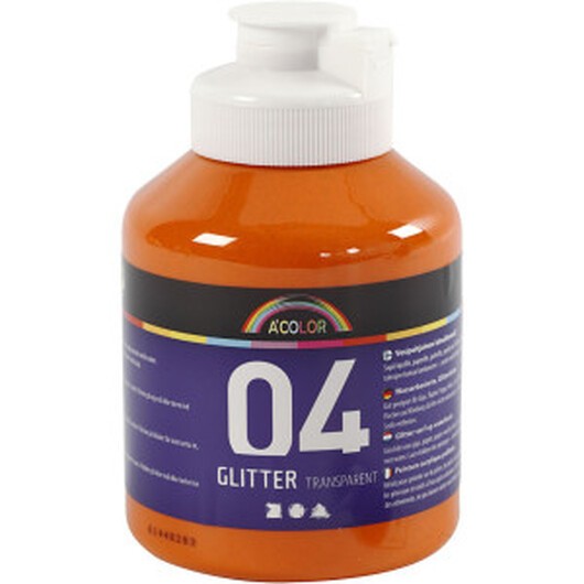 Glitterakrylfärg, orange, 500ml/ 1 flaska