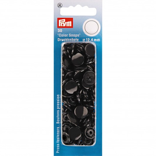 Prym Color Snaps Tryckknappar Plast Rund Svart 12,4mm - 30 st.