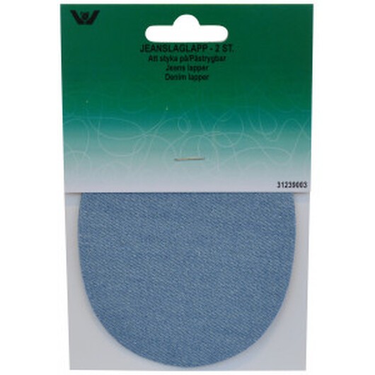 Strykmärke / Reparationslapp Jeans Oval Ljus Denim 9x11,5 cm - 2 st.