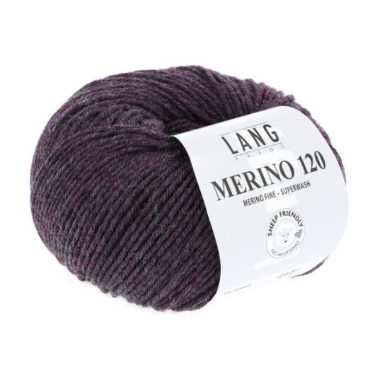 Lang Yarns Merino 120 Garn 480 Aubergine Melange